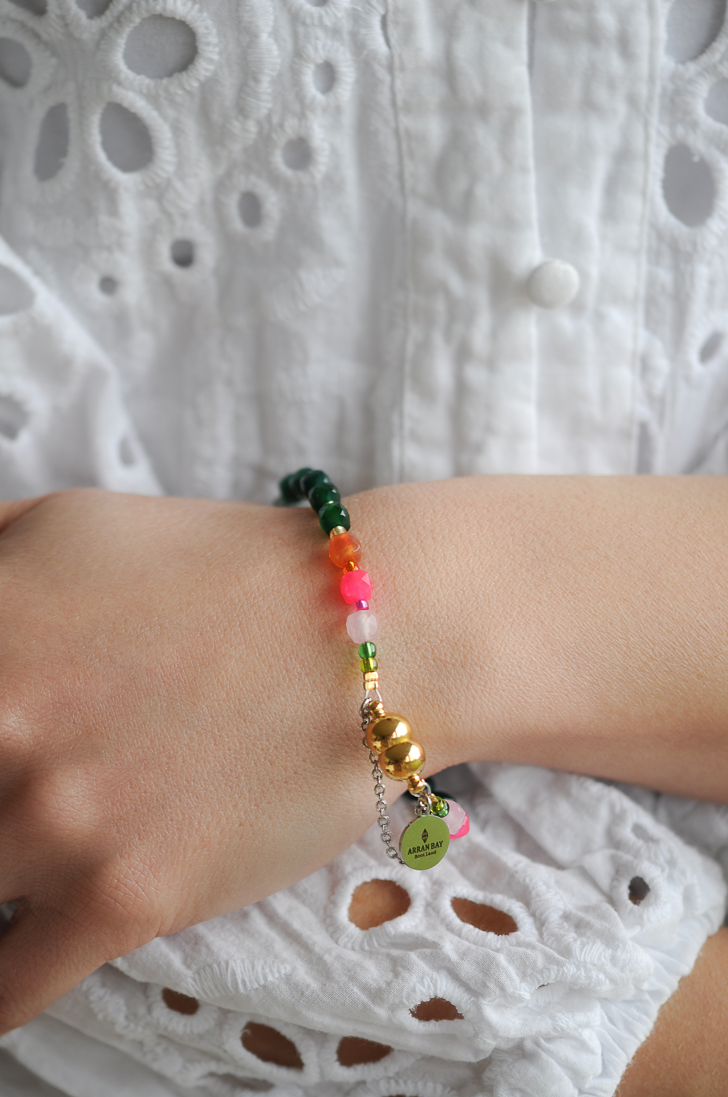 Green natural agate bracelet