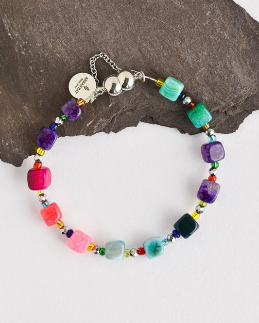 Bright multi colour agate bracelet