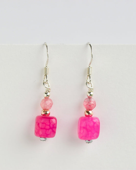 Pink stone earrings