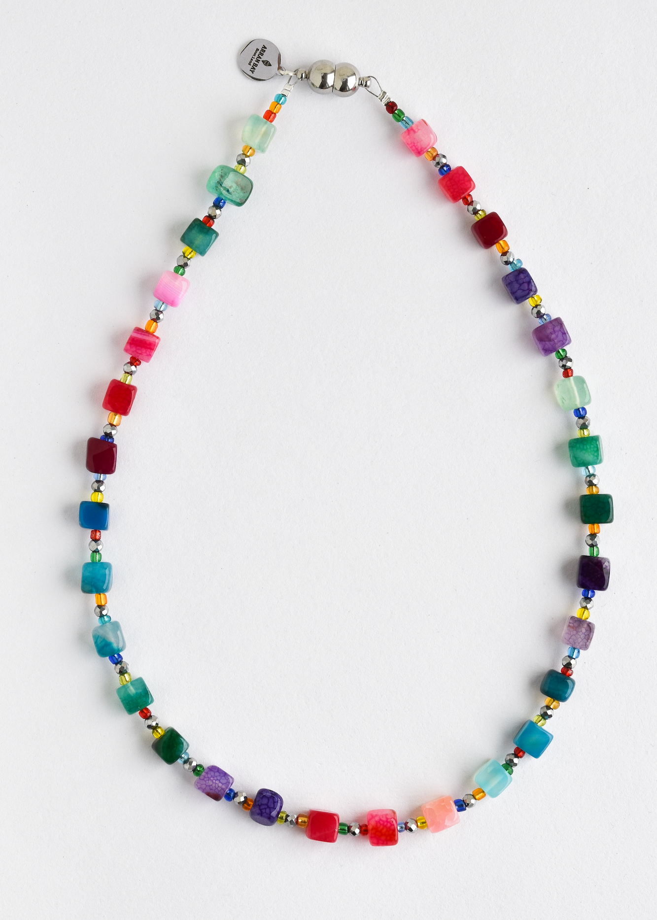 Bright multi colour agate necklace