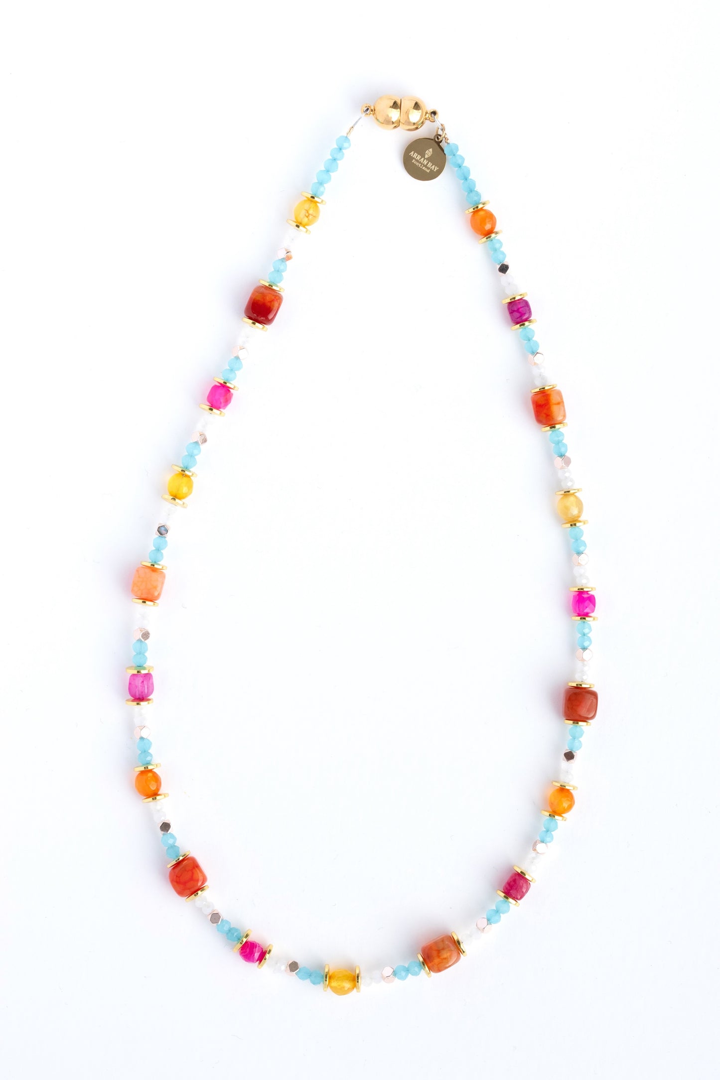 Orange and pink gemstone necklace