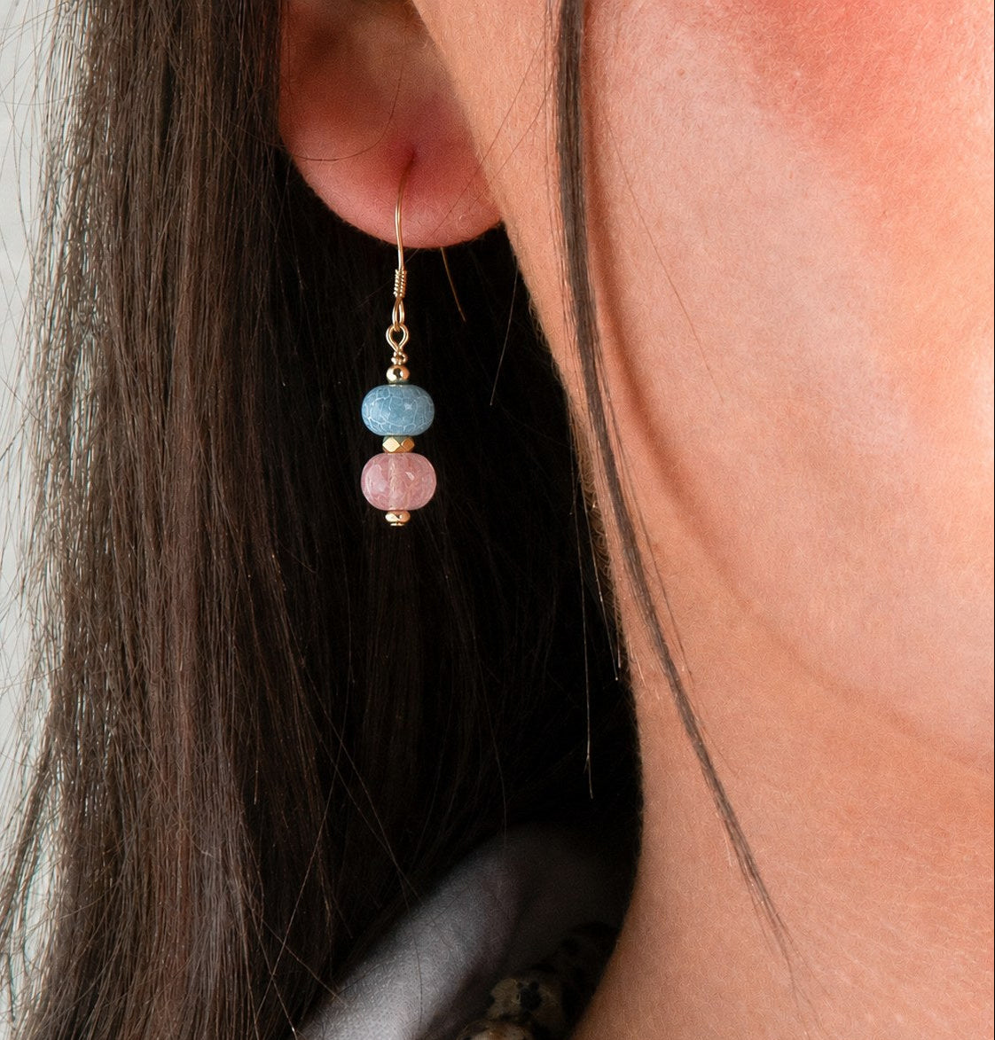 Disc gemstone earrings