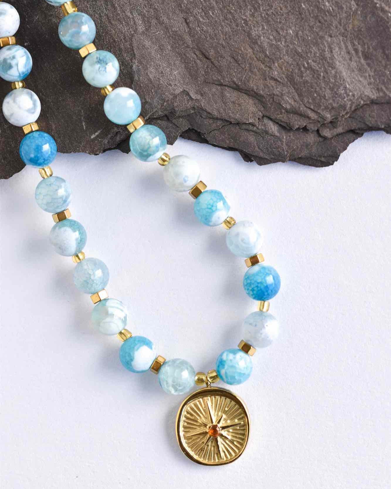 Blue azure stone necklace