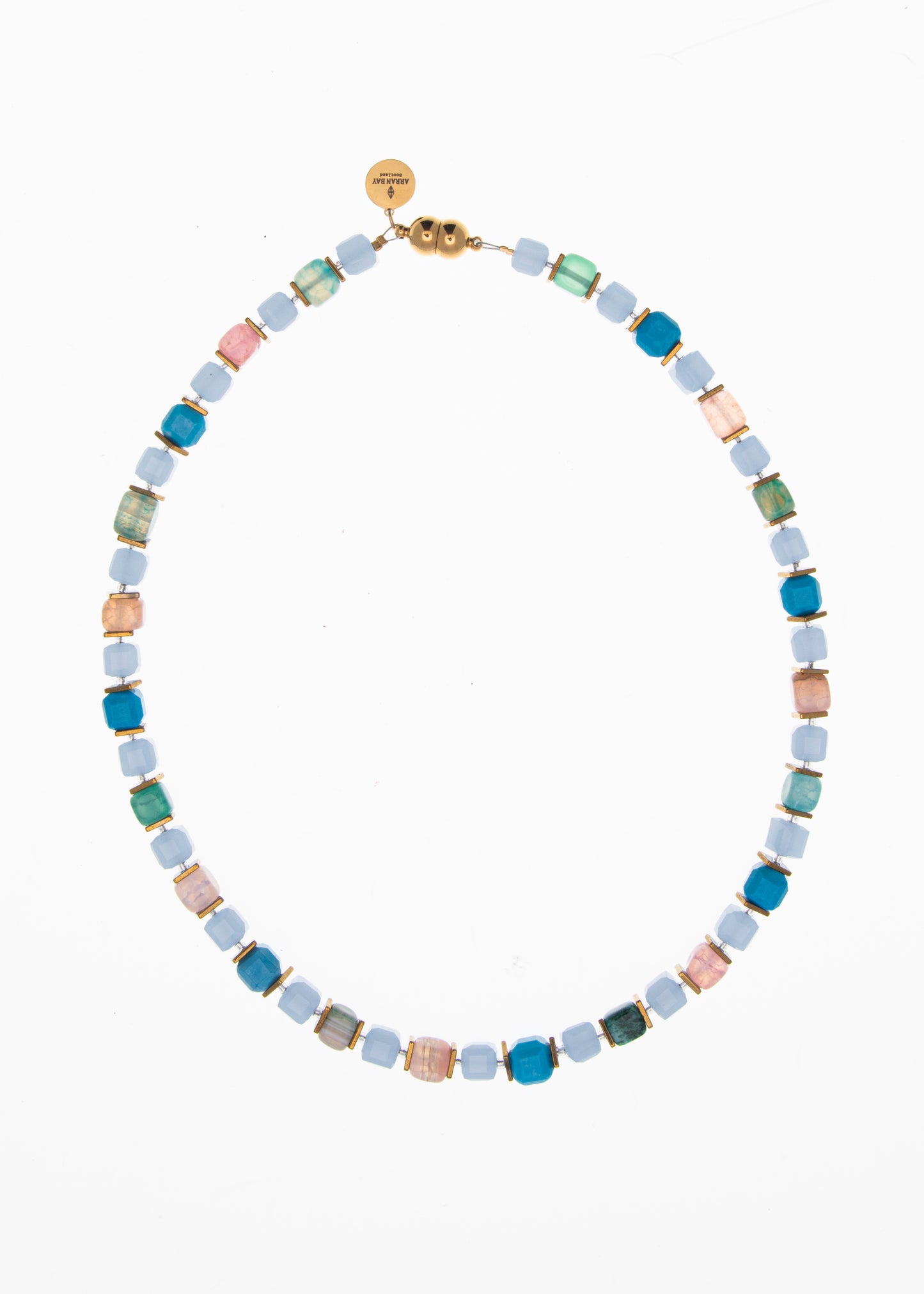 Pastel semi precious stone & glass necklace
