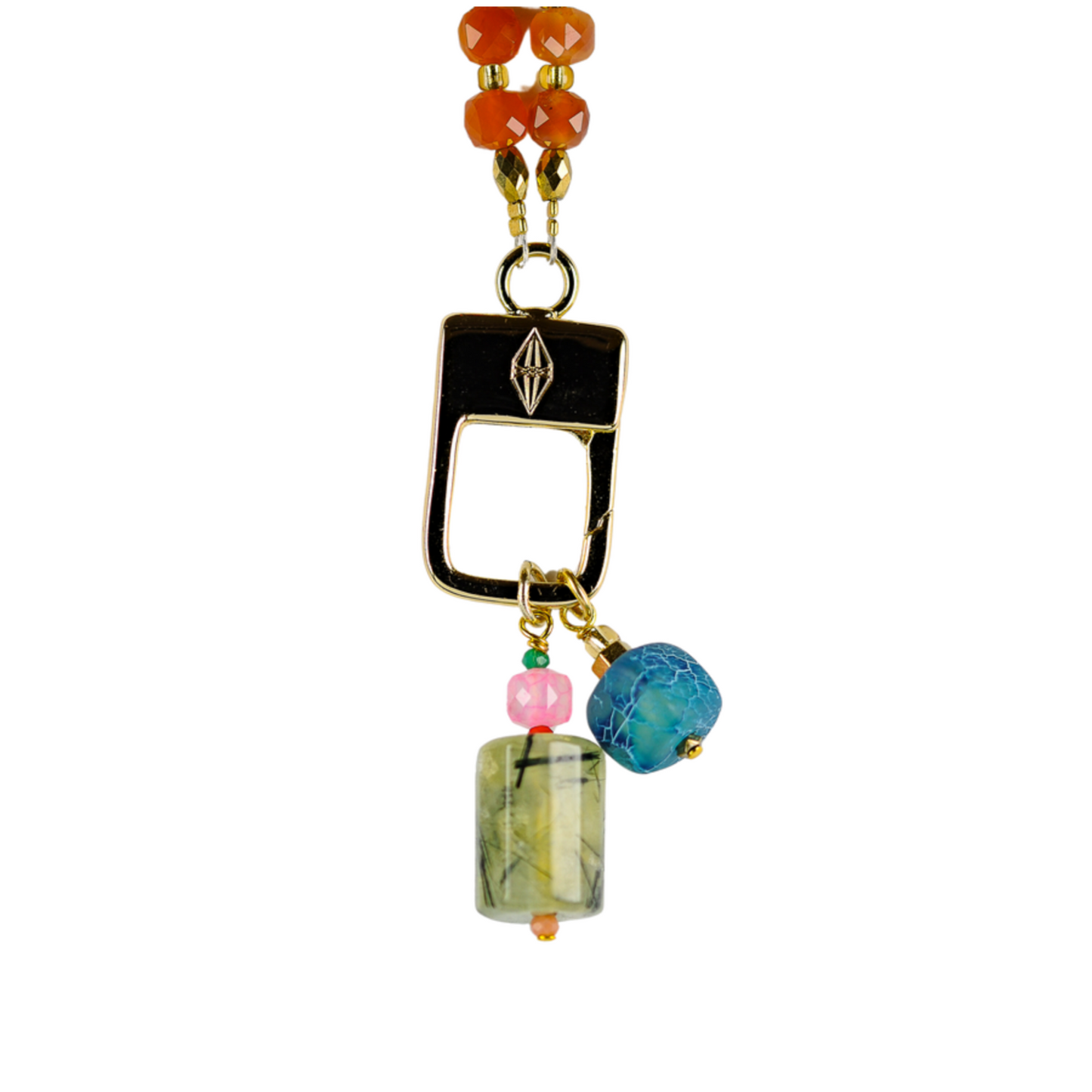 Semi-precious stone double charm