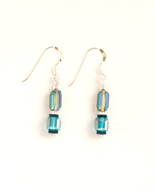 Turquoise glass earrings