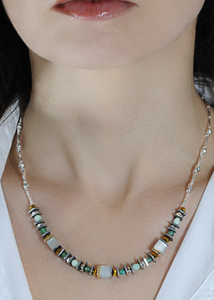 Multi-colour semi precious necklace - Mint