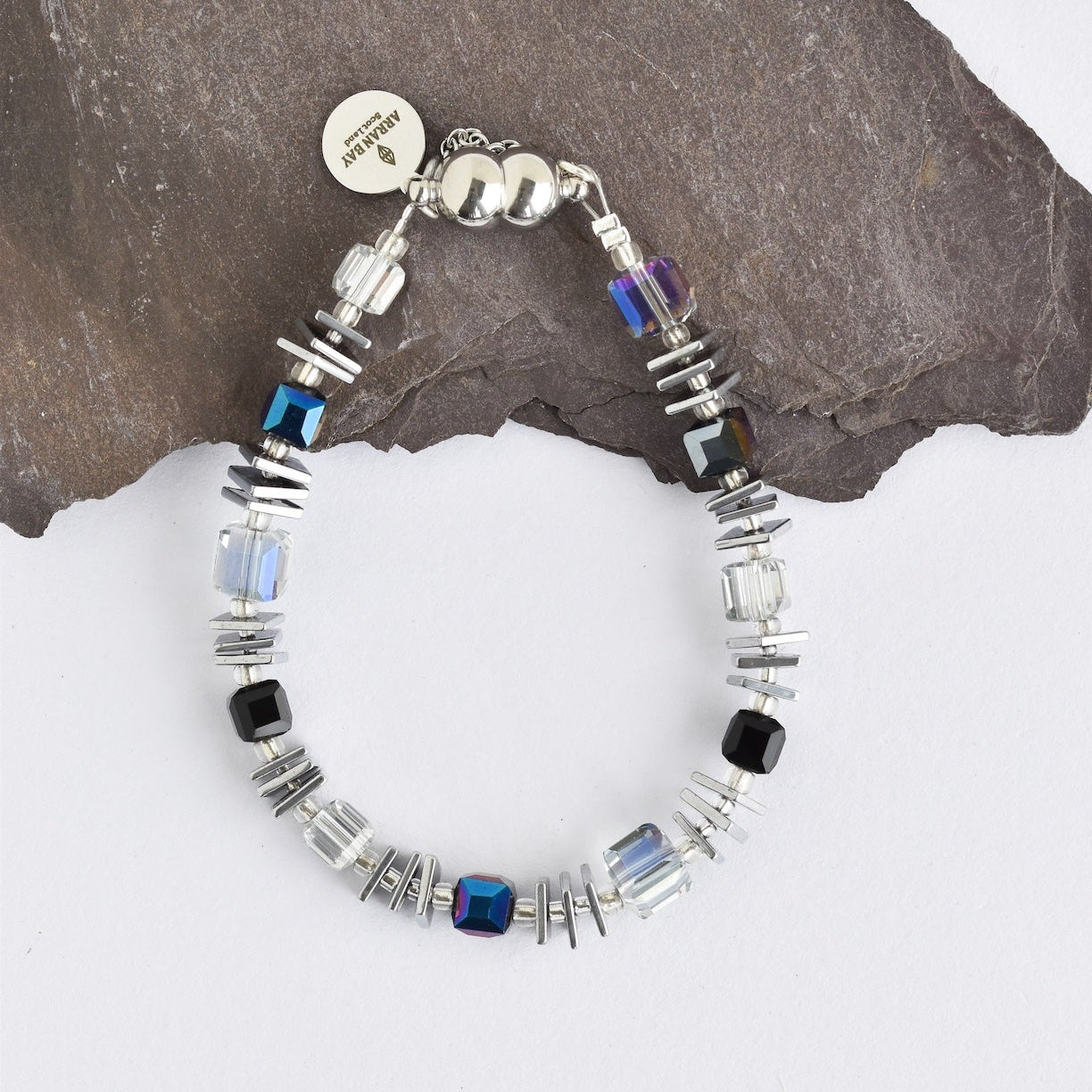 Silver glass bracelet