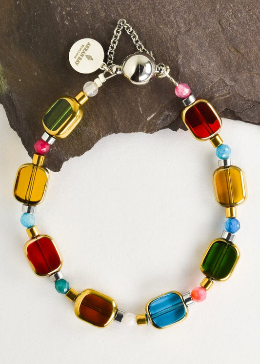 Multi colour glass bracelet