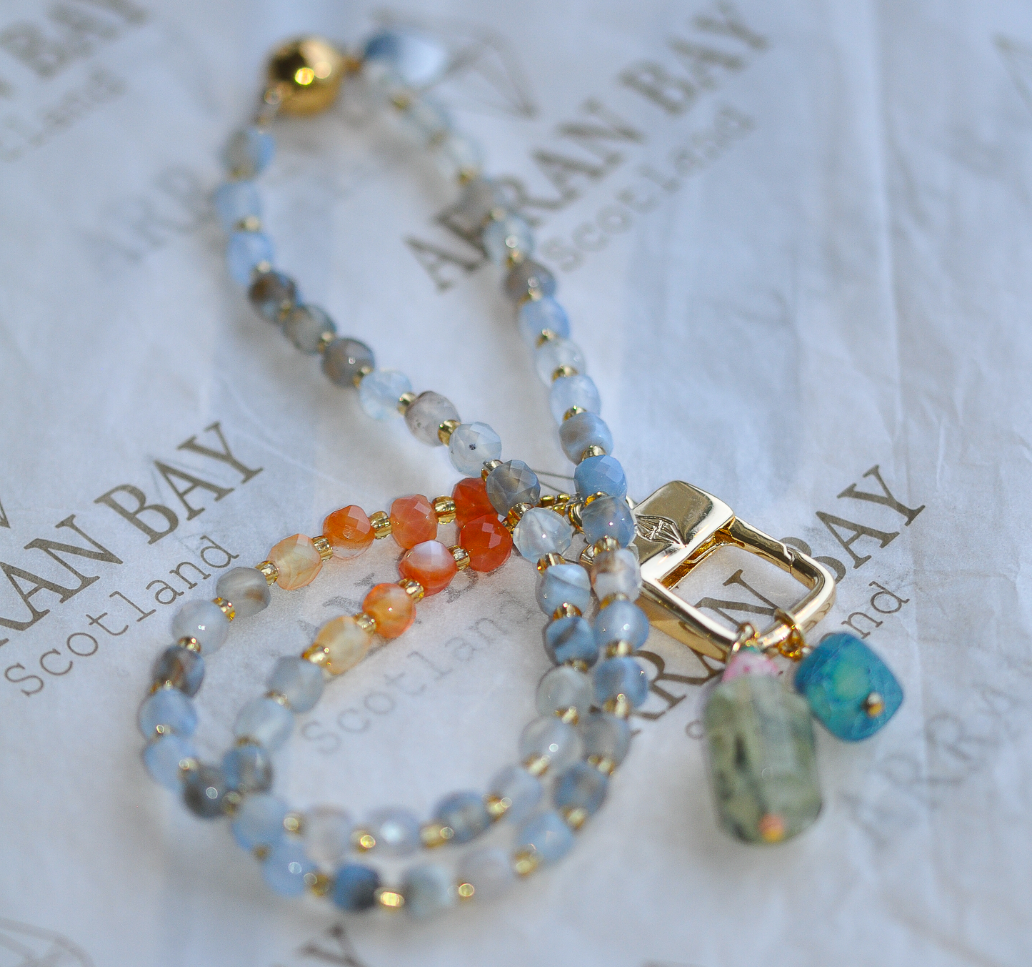 Semi precious triple charms