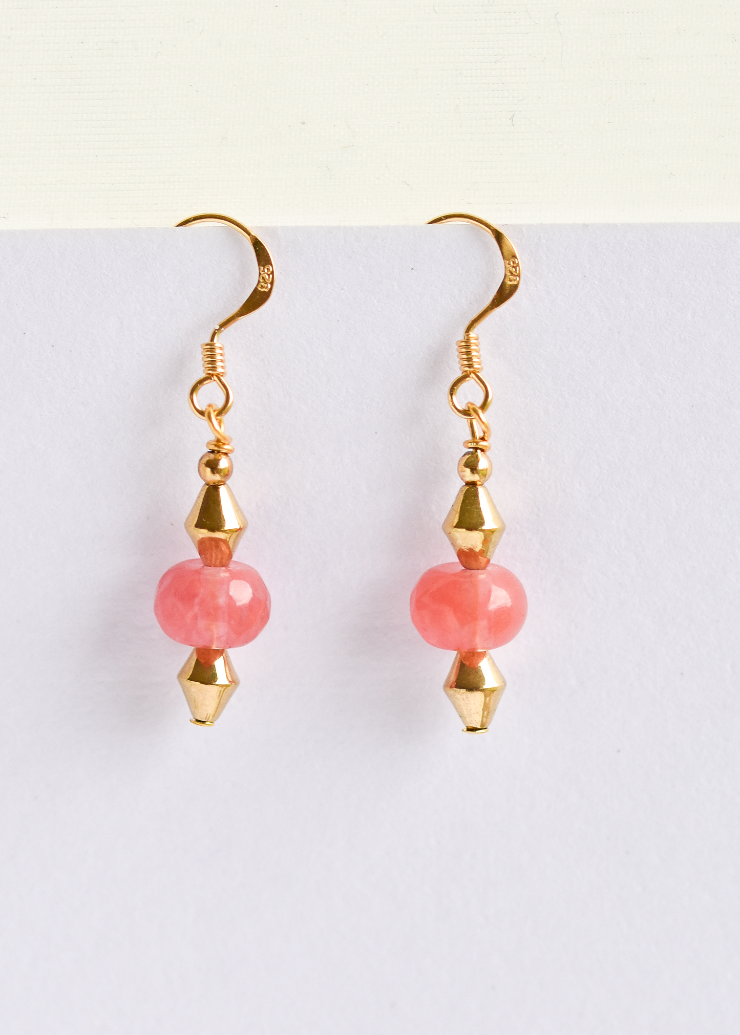 Pink watermelon & gold earrings