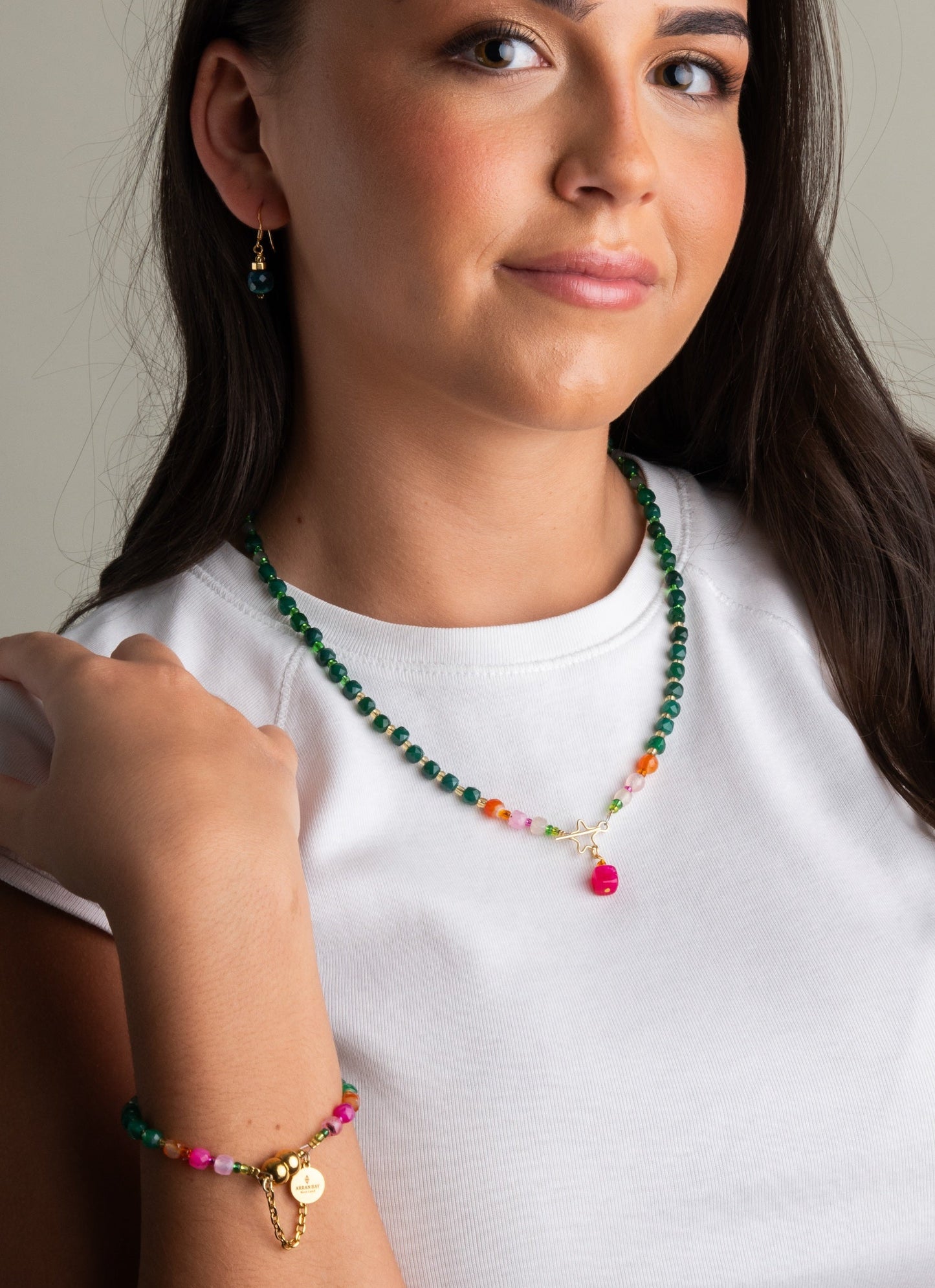 Green natural agate bracelet