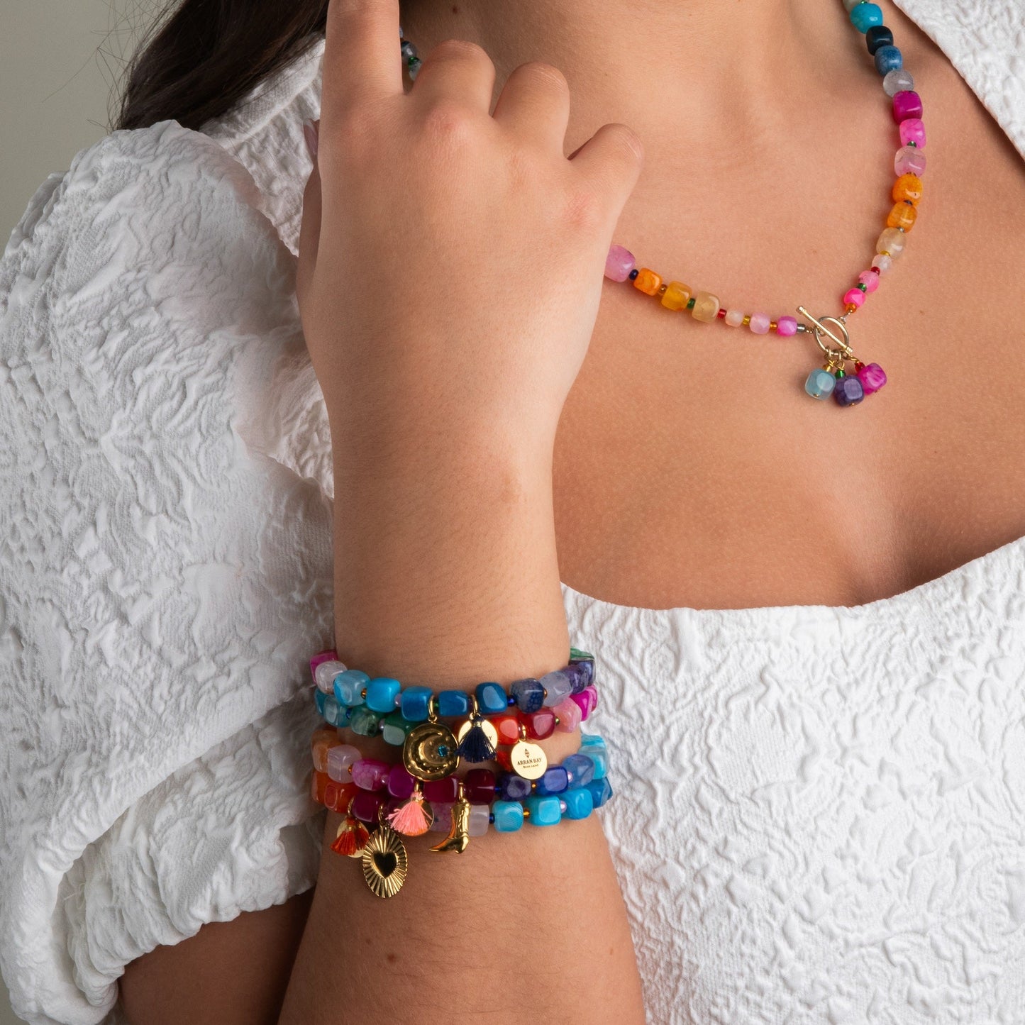 Bright semi precious stone bracelet