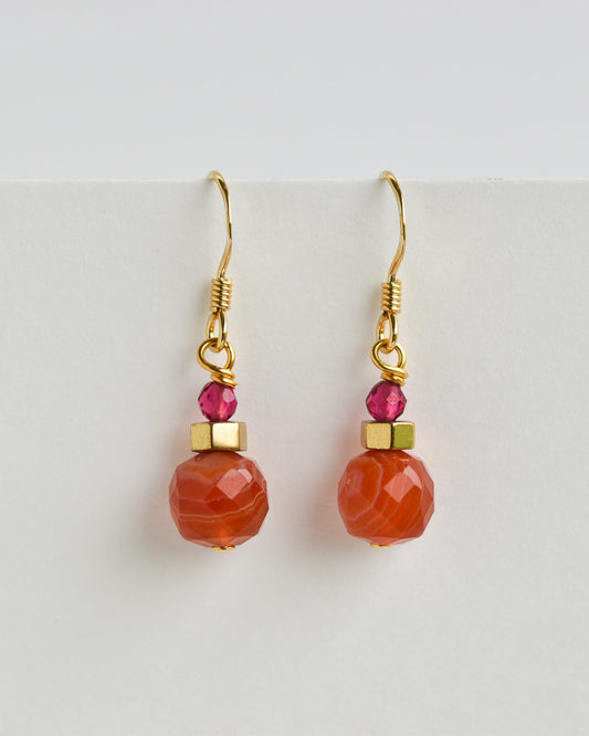 Orange faceted earrings