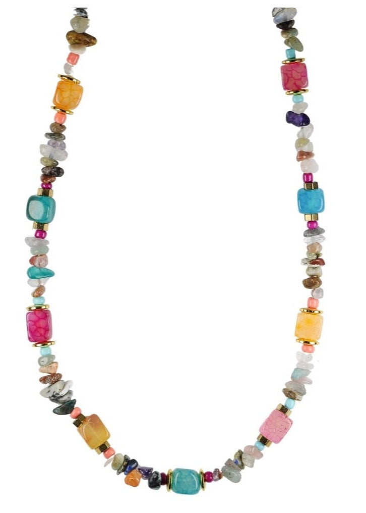 Quartz chip gemstone necklace