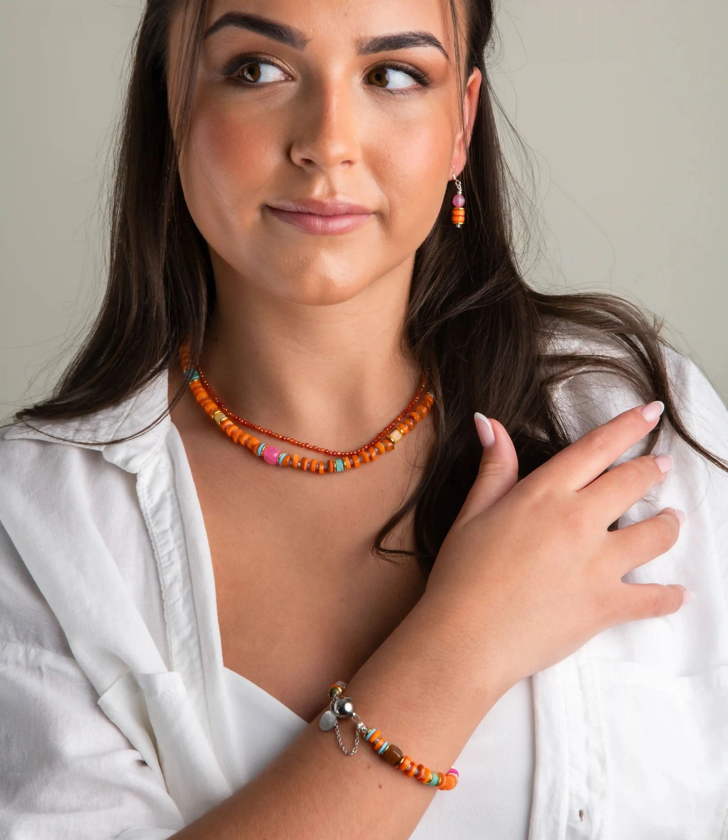 Orange shell earrings