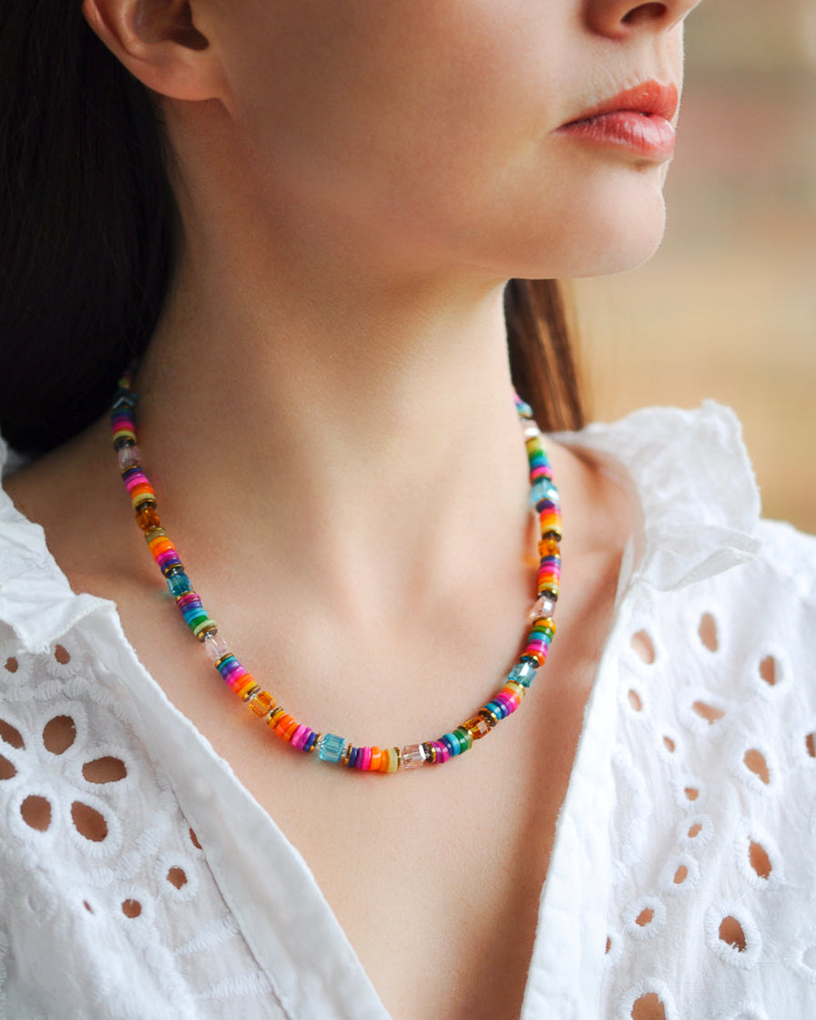 Multi-colour shell necklace