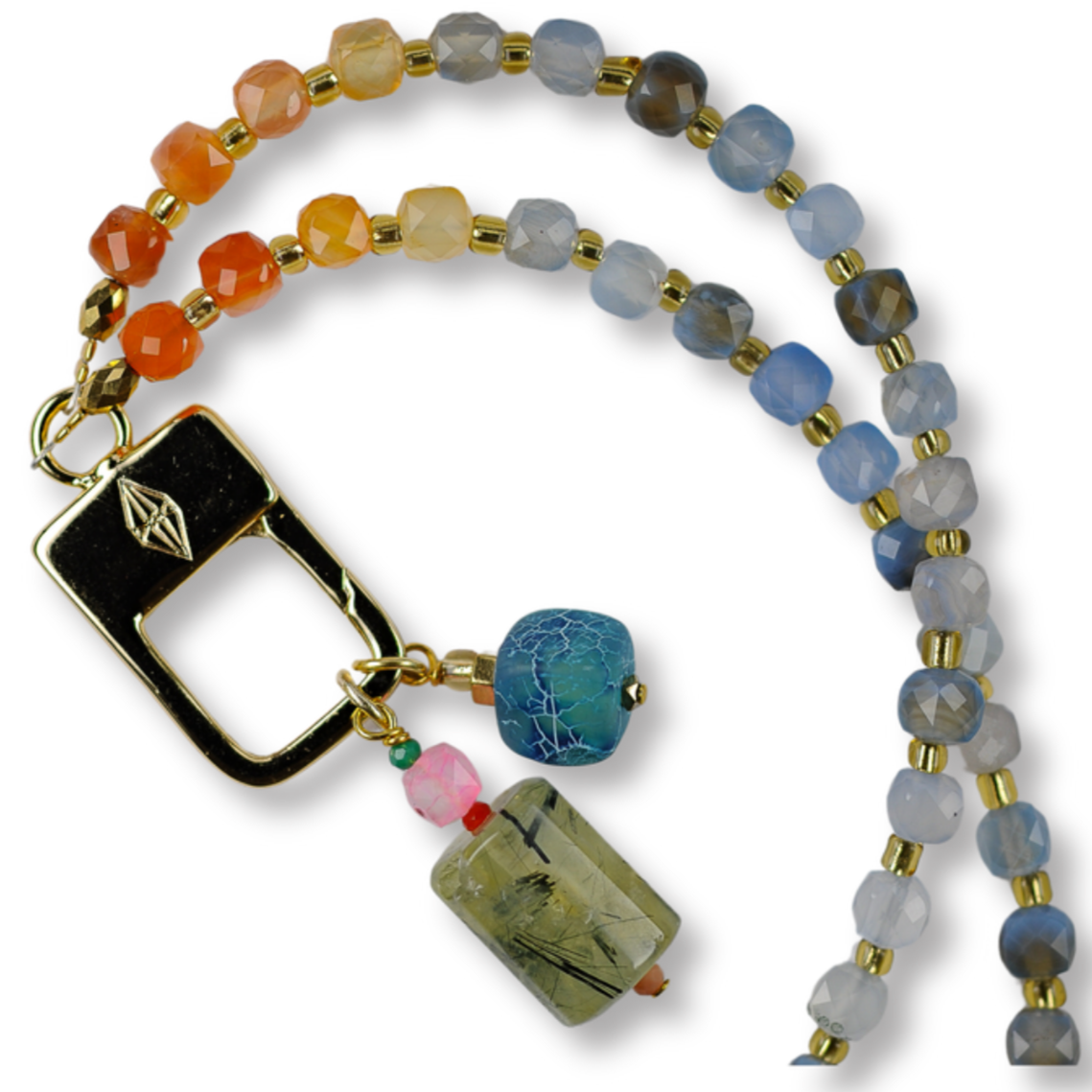 Semi-precious stone double charm