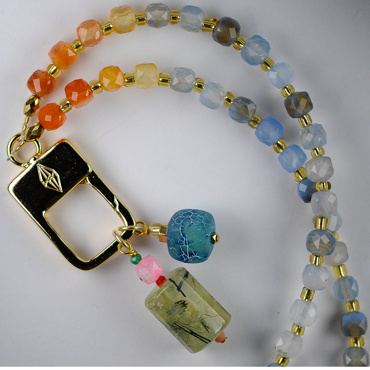 Semi-precious stone double charm