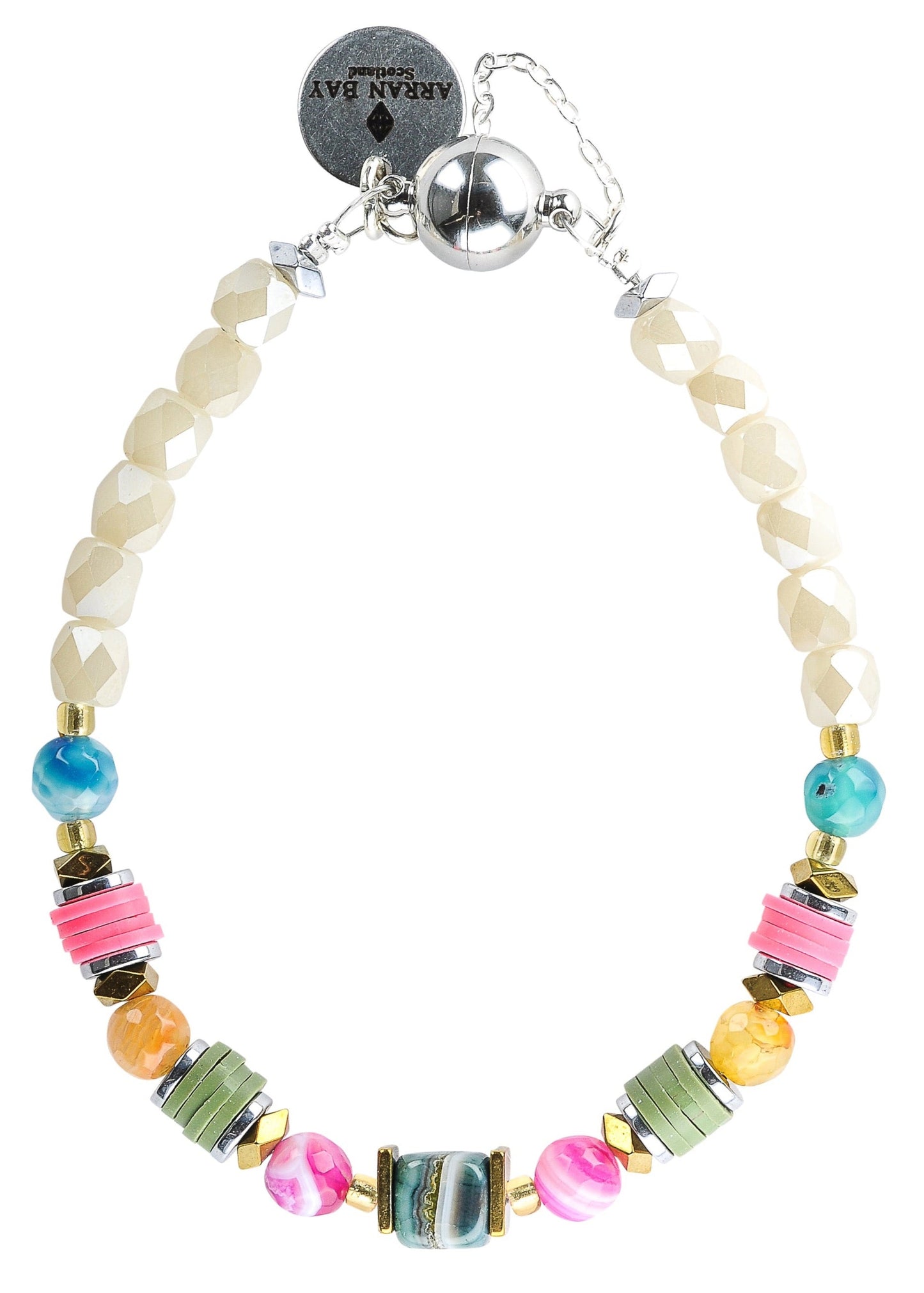 Tigers eye and rainbow agate bracelet