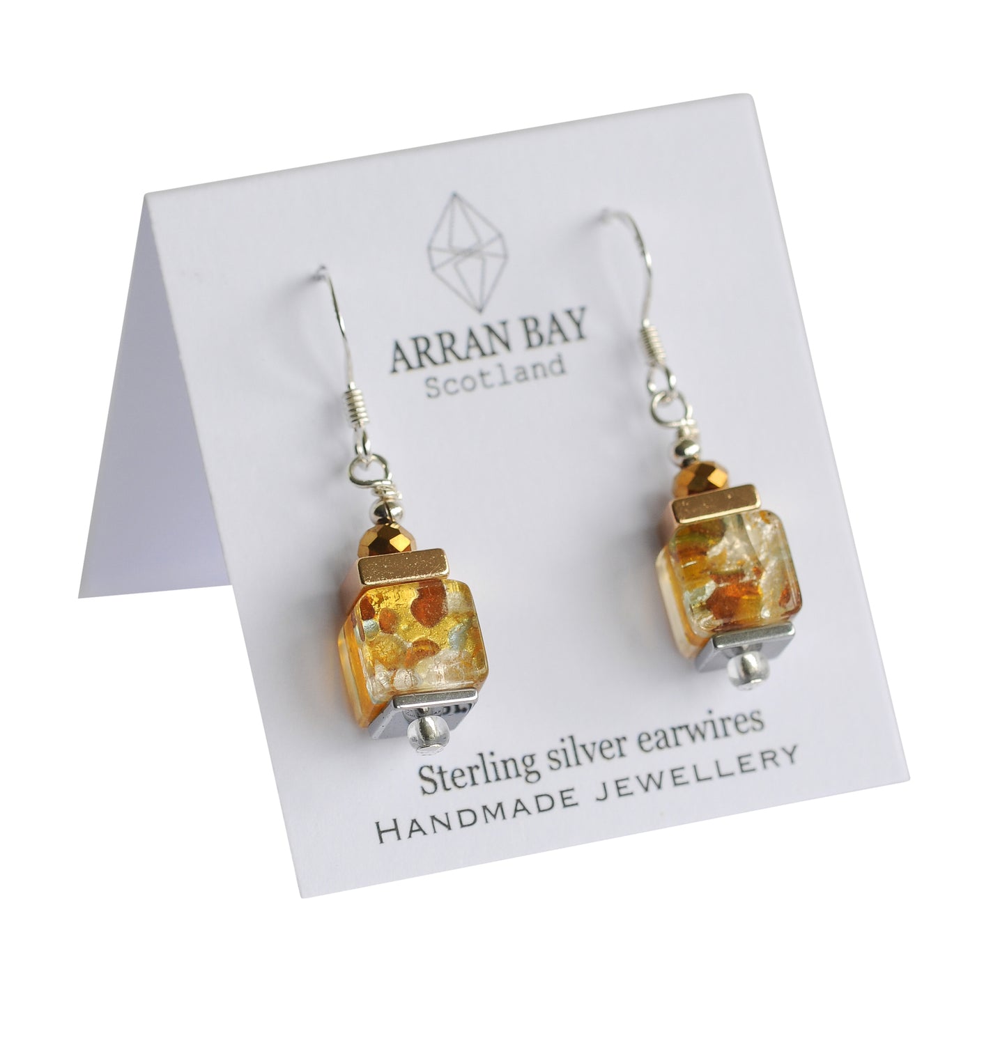 Multi-colour foil glass earrings - Lemon