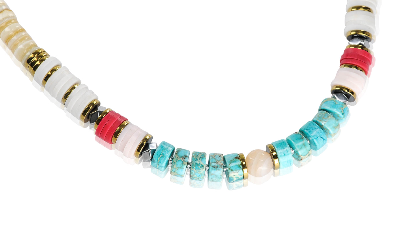 Turquoise jasper stone and agate necklace