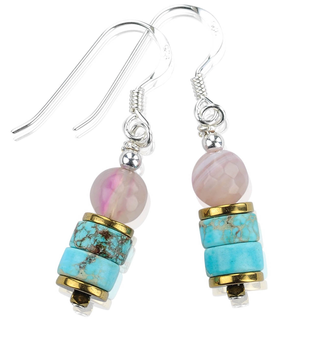 Turquoise jasper stone and agate earrings