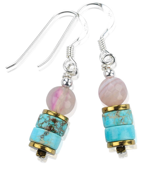 Turquoise jasper stone and agate earrings