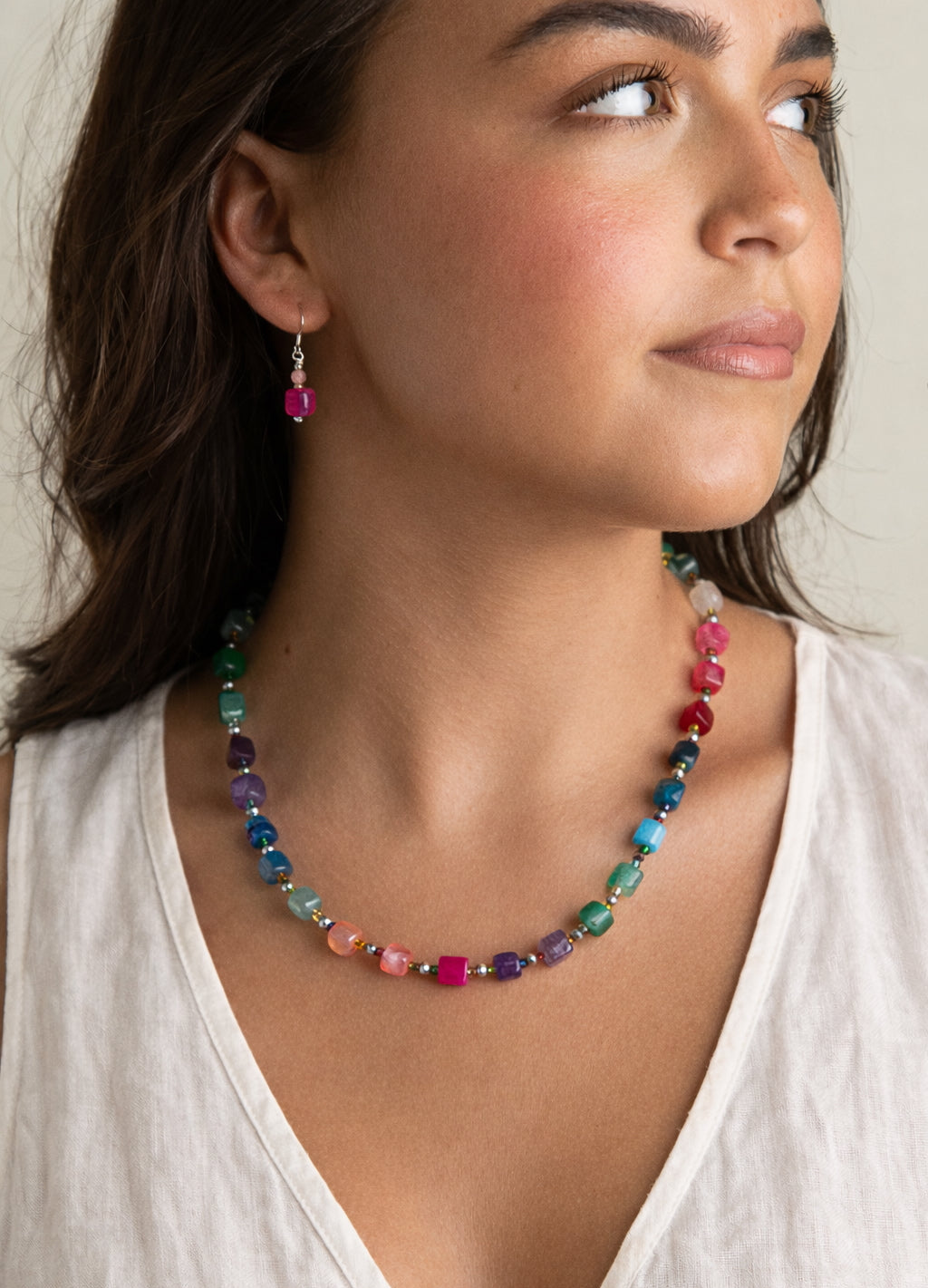 Bright multi colour agate necklace