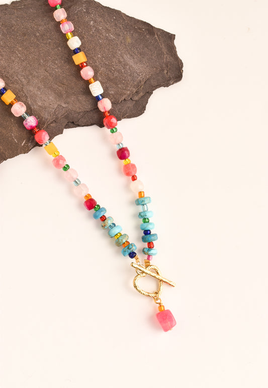 Star/heart toggle agate necklace