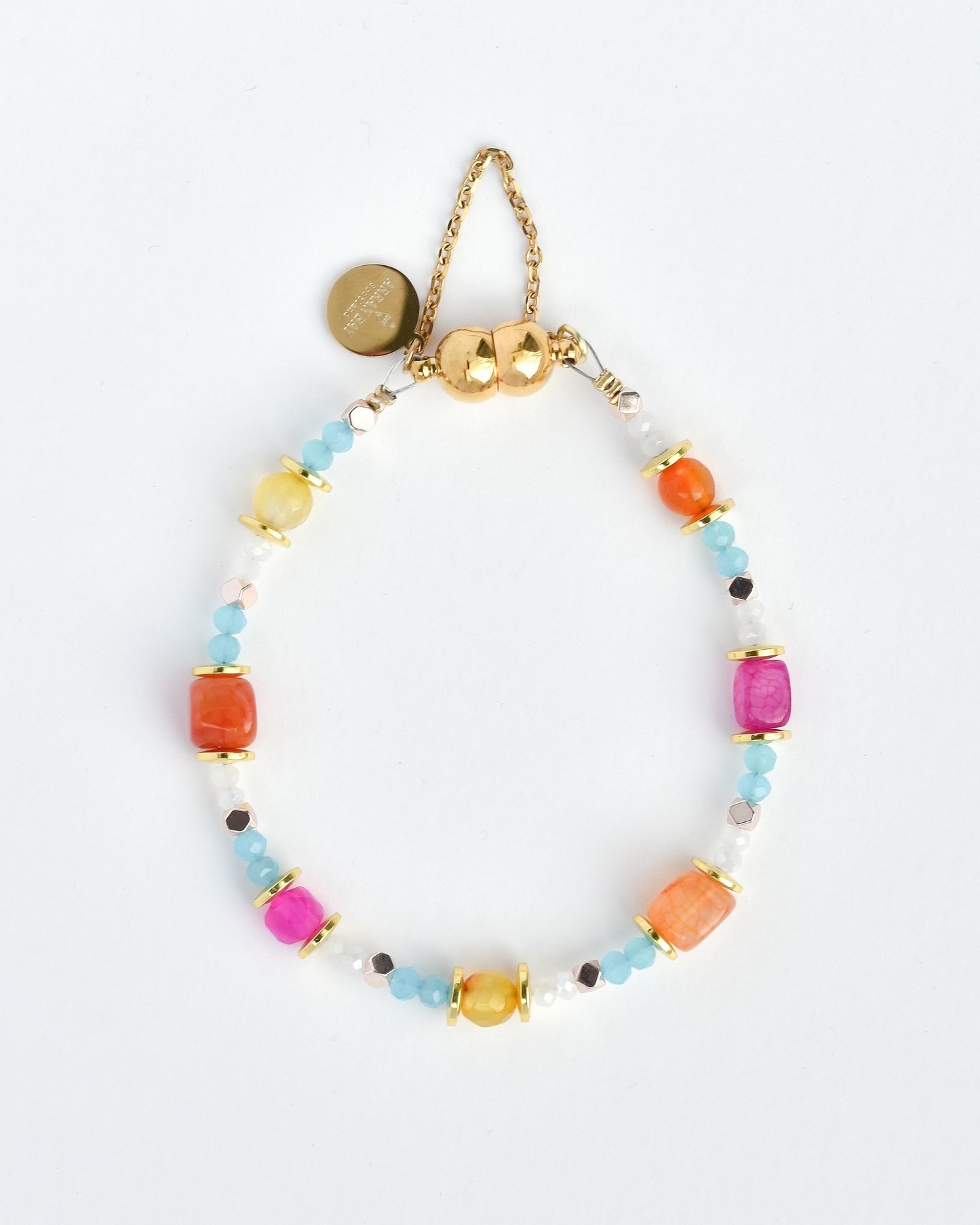 Orange and pink gemstone bracelet