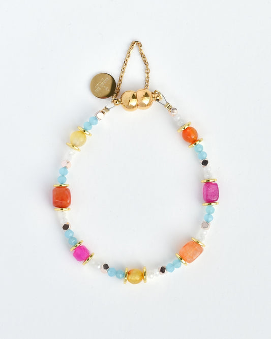 Orange and pink gemstone bracelet