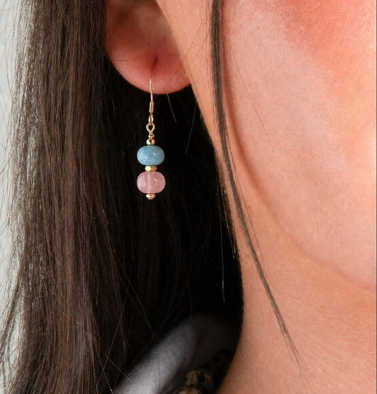 Disc gemstone earrings