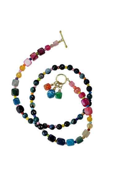Natural bright graded colour agate necklace