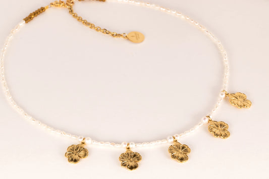 Daisy & Pearl Charm Necklace