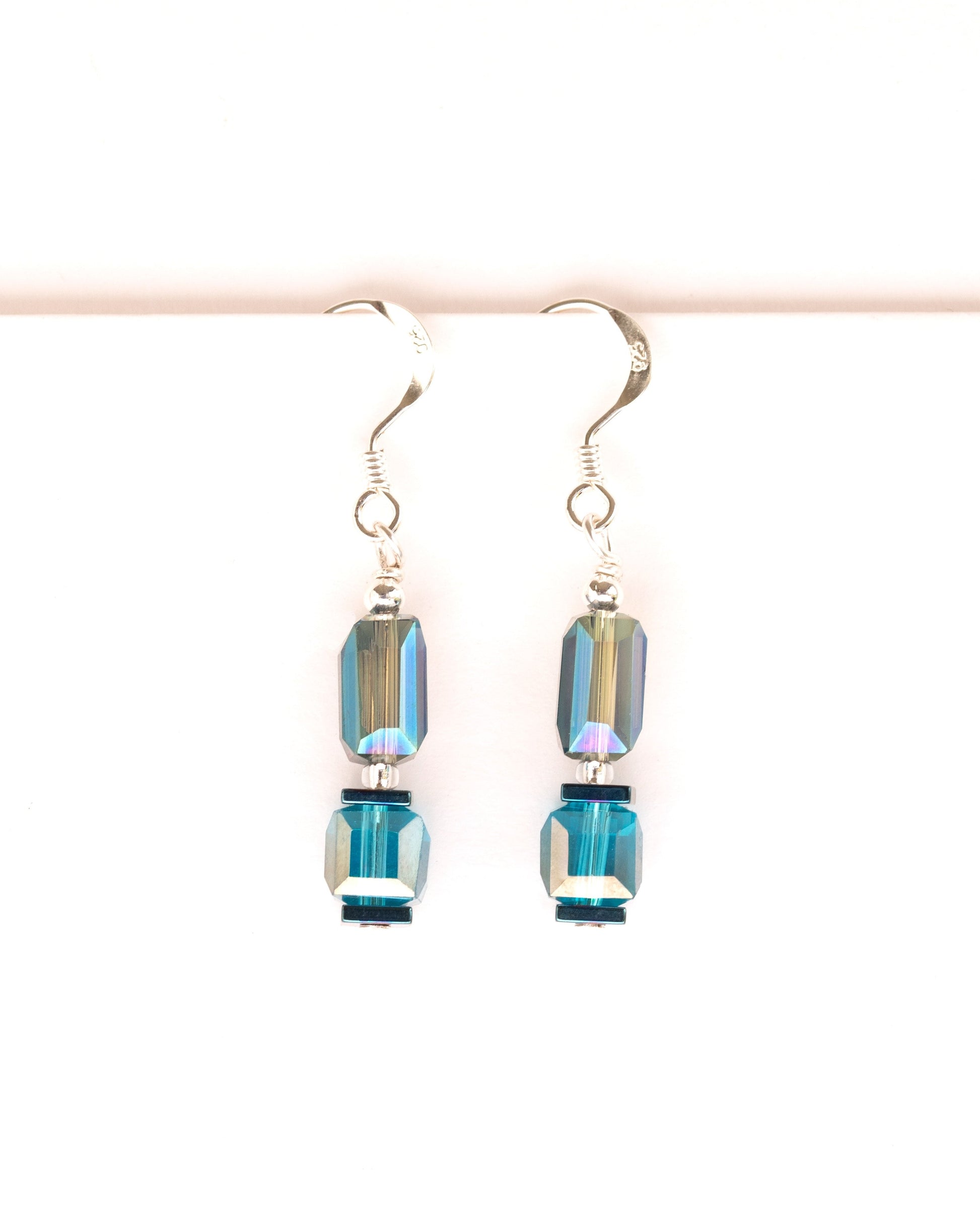 Pair of blue glass beaded earrings 
