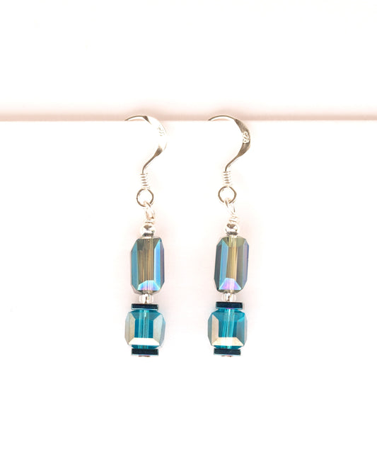 Pair of blue glass beaded earrings 