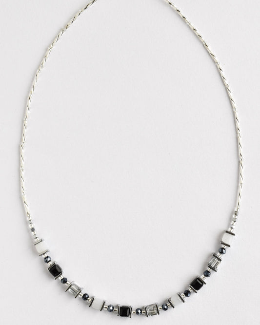 Black and silver glass necklace