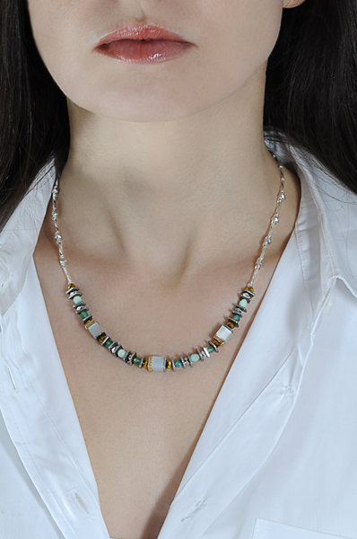 Multi-colour semi precious necklace - Mint