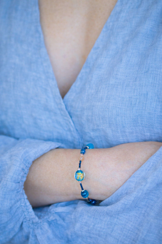 Turquoise and gold foil bracelet