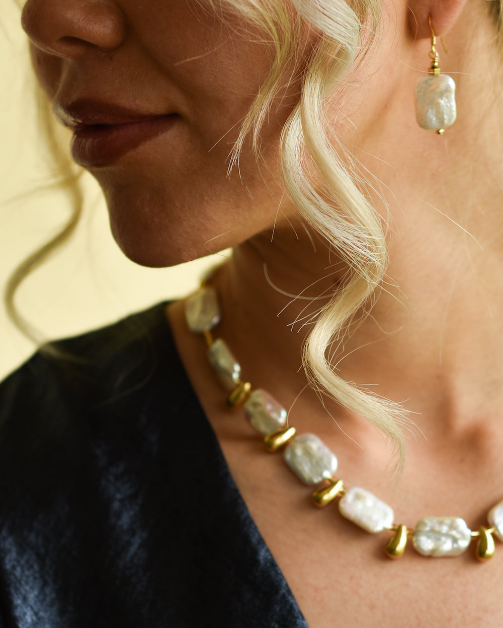 Keshi pearl earrings