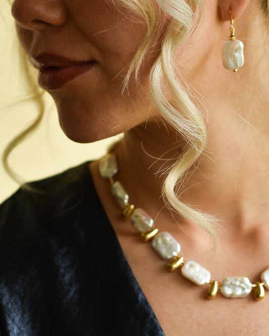 Keshi pearl earrings