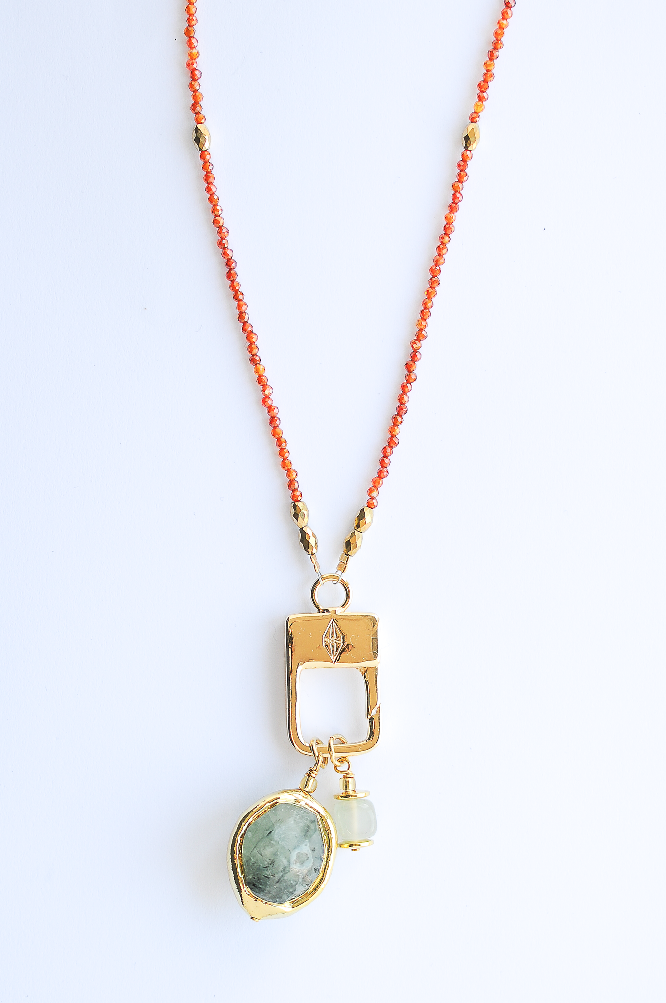 Gold plated charm necklace with charm holder