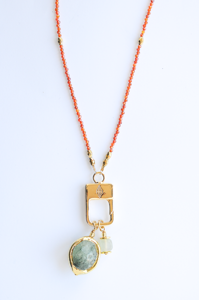 Gold plated charm necklace with charm holder