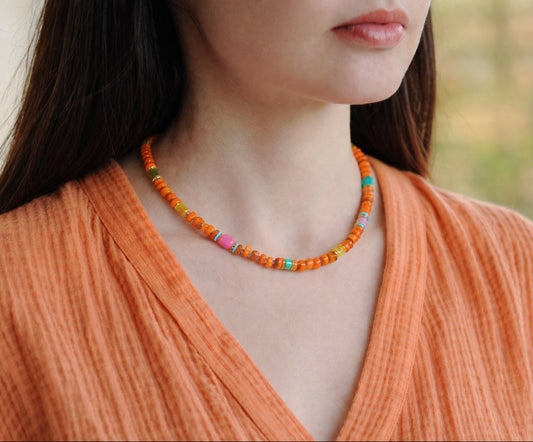 Orange shell necklace