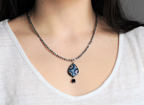 Luna Blue teardrop Necklace