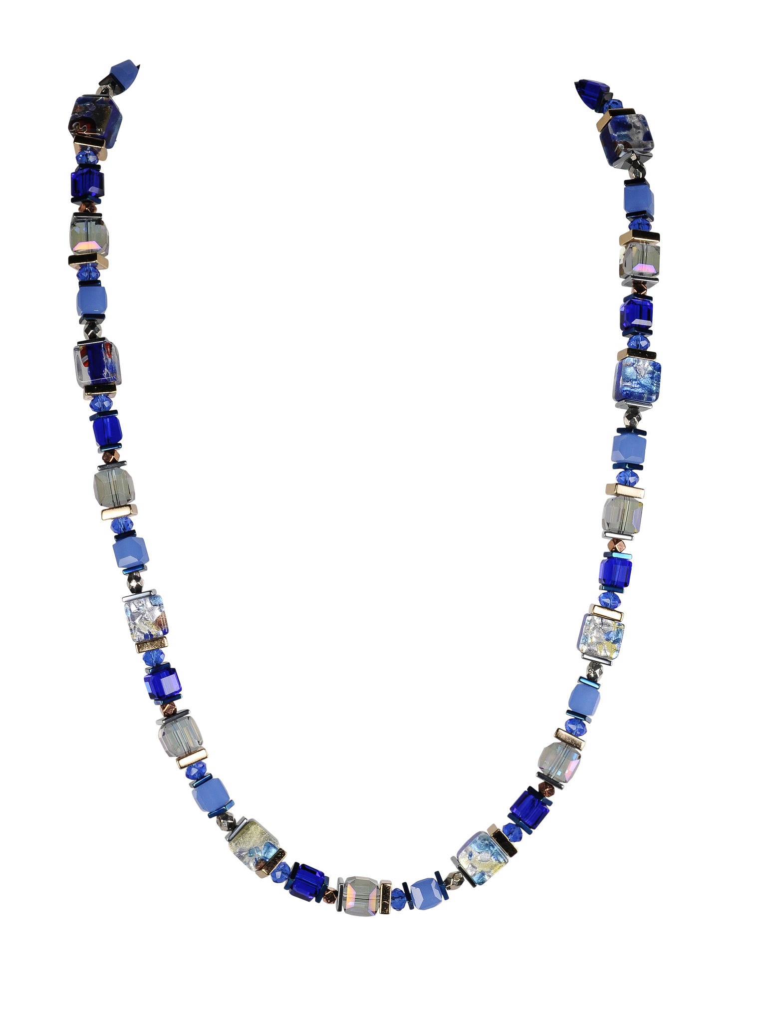 Sparkling blue foil glass necklace
