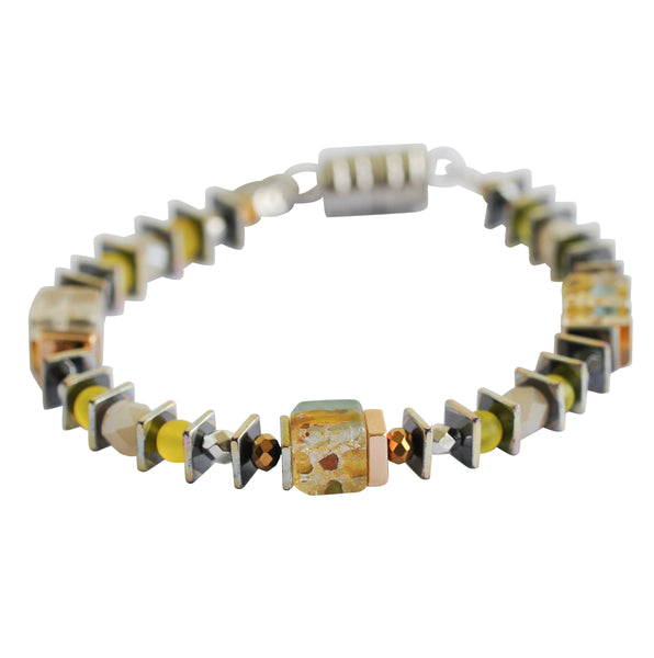 Multi-colour foil glass bracelet - Lemon