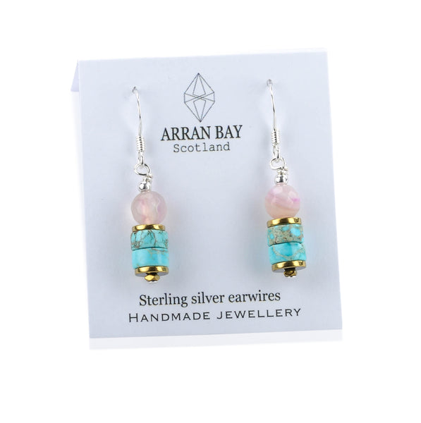 Turquoise jasper stone and agate earrings