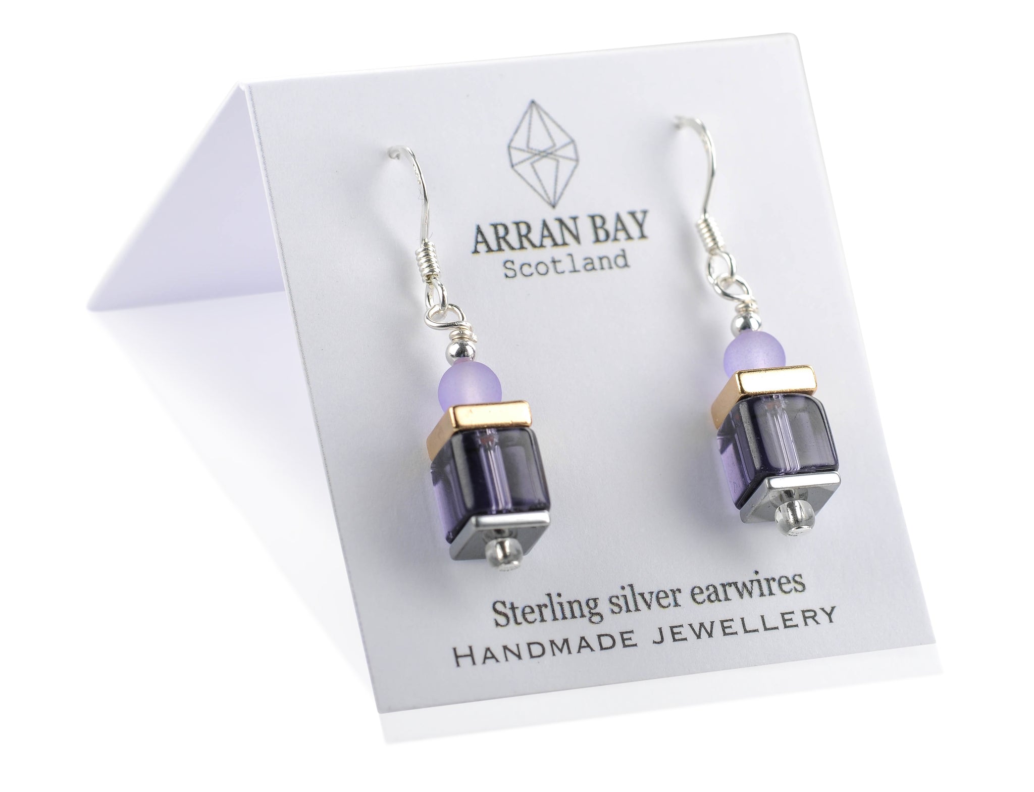 Violet glass earrings